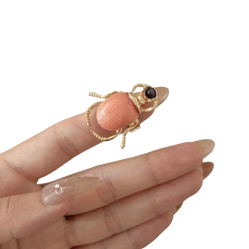 Punk Style Retro Insect Ring Macaron Color Enamel Beetle Ring Beetle Opening Ring  Decoration