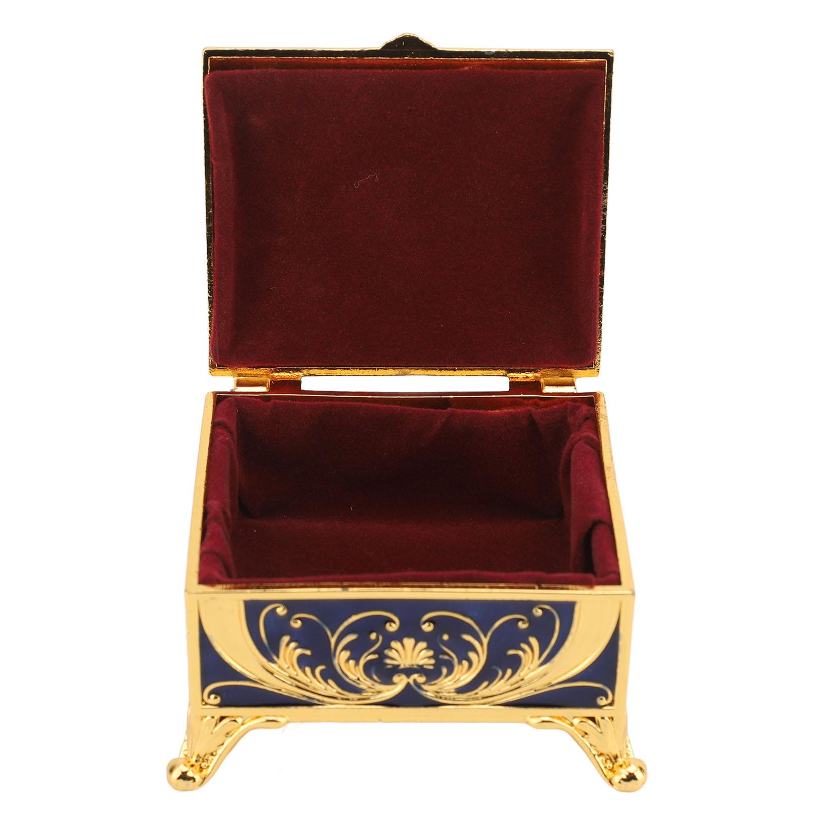 

Vintage Metal Jewelry Box Women Rectangular Trinket Storage Retro Decorative Accessories
