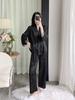 Women's Summer Ice Silk Camisole & Long Pants 3-Piece Set with Chest Pads - Light Luxury Homewear