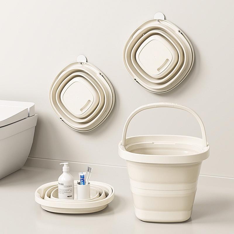 Multi-functional Portable Folding Water Bucket: Wall-Mounted, Thickened, Handheld, Ideal for Home and Outdoor Use, Water Fetching, and Car Washing.