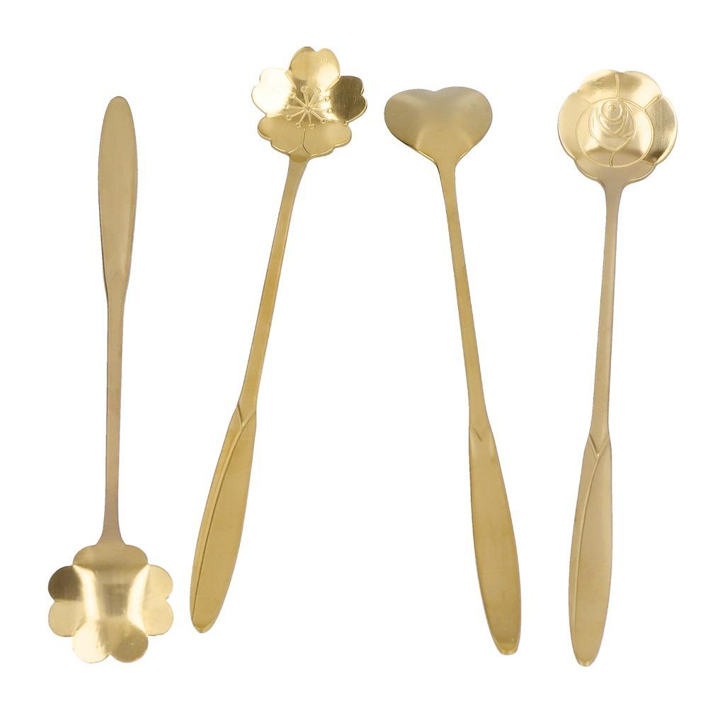 4Pcs Multi-color Coffee Mixing Spoon Rustless Steel Dessert Spoon Beverage Stirrer Afternoon Tea