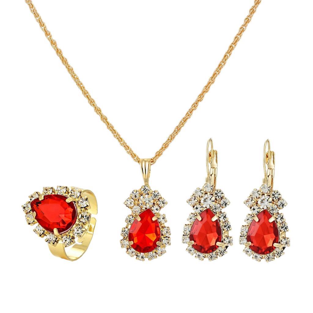 4PCS Rhinestone Water Drop Necklace Earring Jewelry Sets for Women Sale Personalized Wedding Bride Accessories