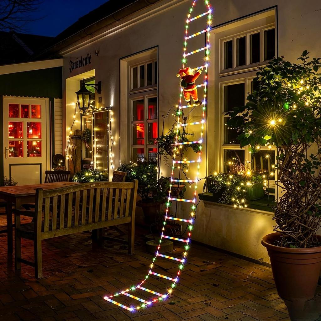 Santa Claus climbing ladder lantern decoration 1.6meters multi-colored