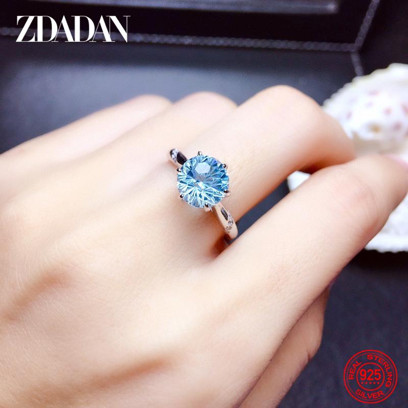 925 Silber Blauer Topas Ring für Damen Hochzeit Mode Schmuck