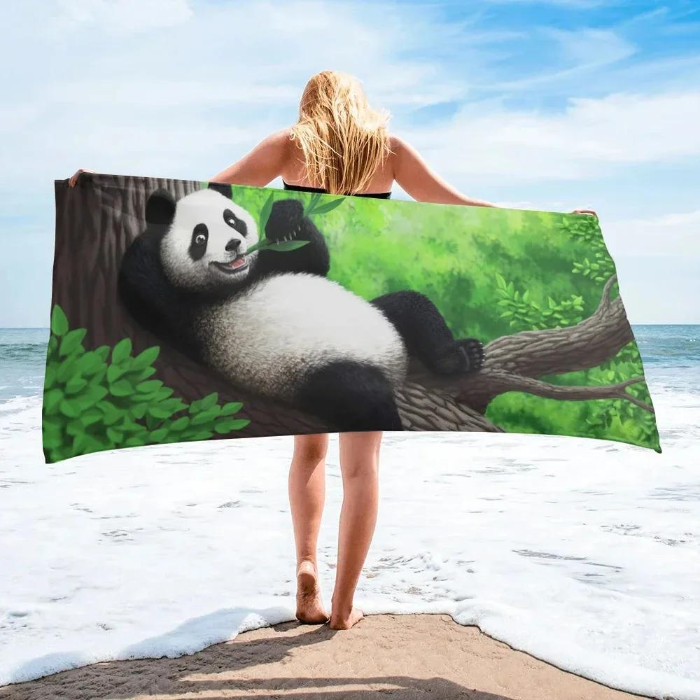 Panda Beach Towel Bathroom Cute Cartoon Animal Soft Quick-drying Bath Towel Kids Teen Adults Gifts Shower Summer Blanket Towels
