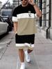 Summer Men's Fashion Casual Sports Set Loose-Fit Trendy Doll Graffiti Print Crew Neck Short Sleeve Two-Piece Set with Shorts