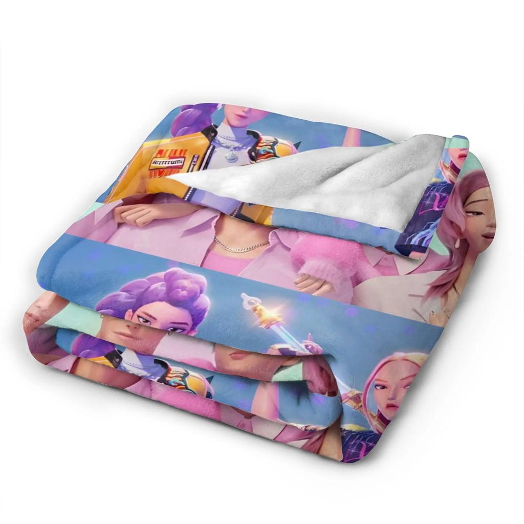 Huntrix Saja Boys KPop Demon Hunters Blanket  Plush Vintage Warm Throw Blanket for Home Autumn/Winter