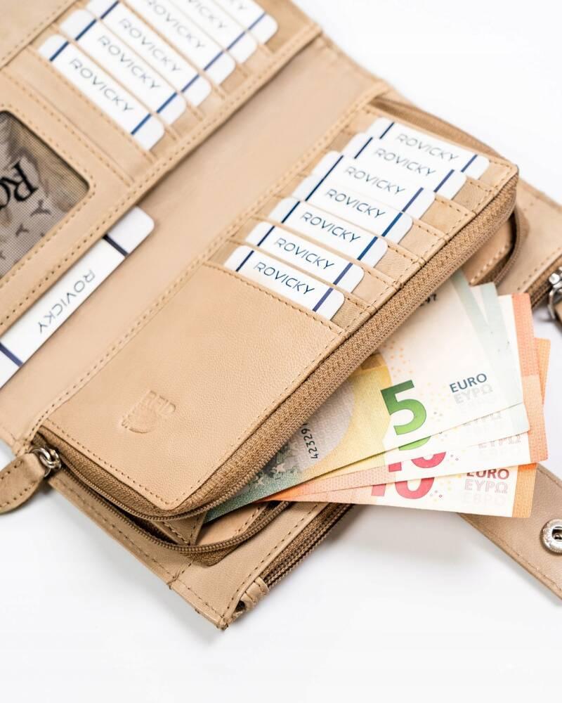 Large women's wallet made of natural leather - Rovicky