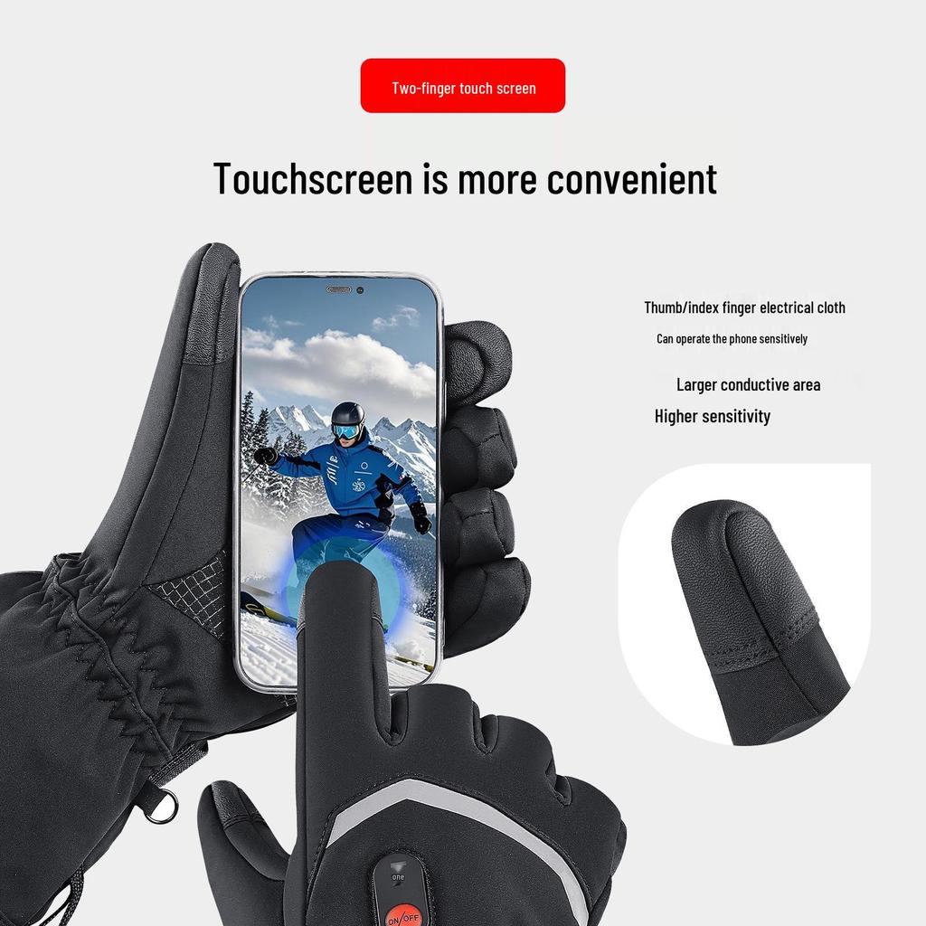 Winter Windproof Electric Heated Touchscreen Gloves for Outdoor Activities, Riding, and Skiing - Unisex Coldproof Warm Gear