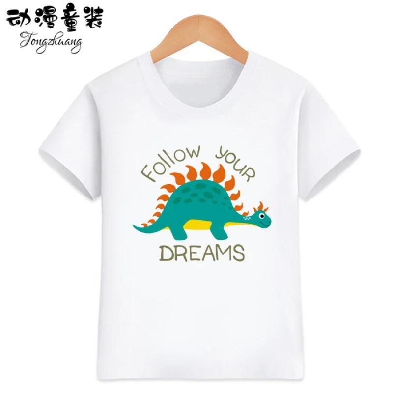 Cute Little Dinosaur Shortsleeved Tshirts for Children Boys And Girls Modal Top Baby Brother Outfits Kids Clothes