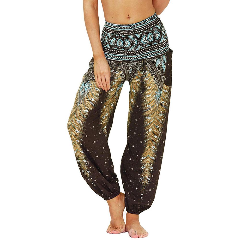 Donna Elastico Vita Alta Boho Hippie Harem Pantaloni Estate Floreale  Stampato Largo Gypsy Palazzo Trouers acquista in modo economico —  spedizione gratuita, recensioni reali con foto — Joom