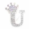 Fashion Crown 26 innledende bokstaver A til Å Crystal Rhinestone Brosje Pins Kvinner