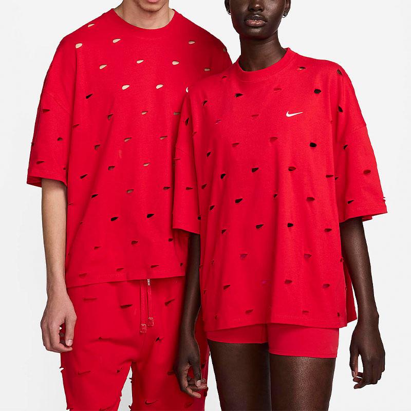 Nike Camiseta Holgada Casual de Cuello Redondo y Manga Corta Deportiva X Jacquemus, Tops Unisex Rojo Universitario FJ3478-657