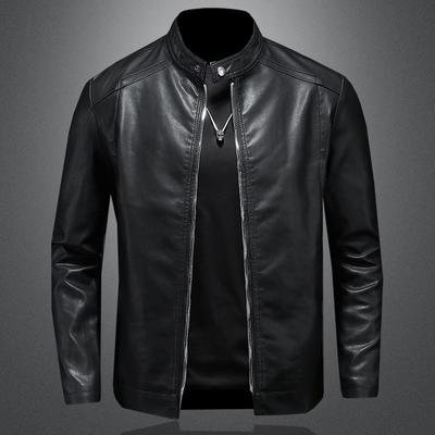 Giacca da Moto Casual Autunnale da Uomo Giacca in Pelle PU Giovanile Abbigliamento da Uomo