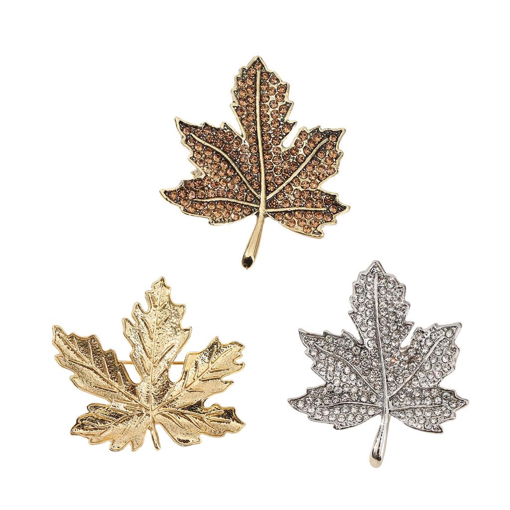 Vintage Maple Leaf Brooch With Antique Finish And Sparkling Rhinestones Antique Jewelry For Elegant Outfit Enhancement