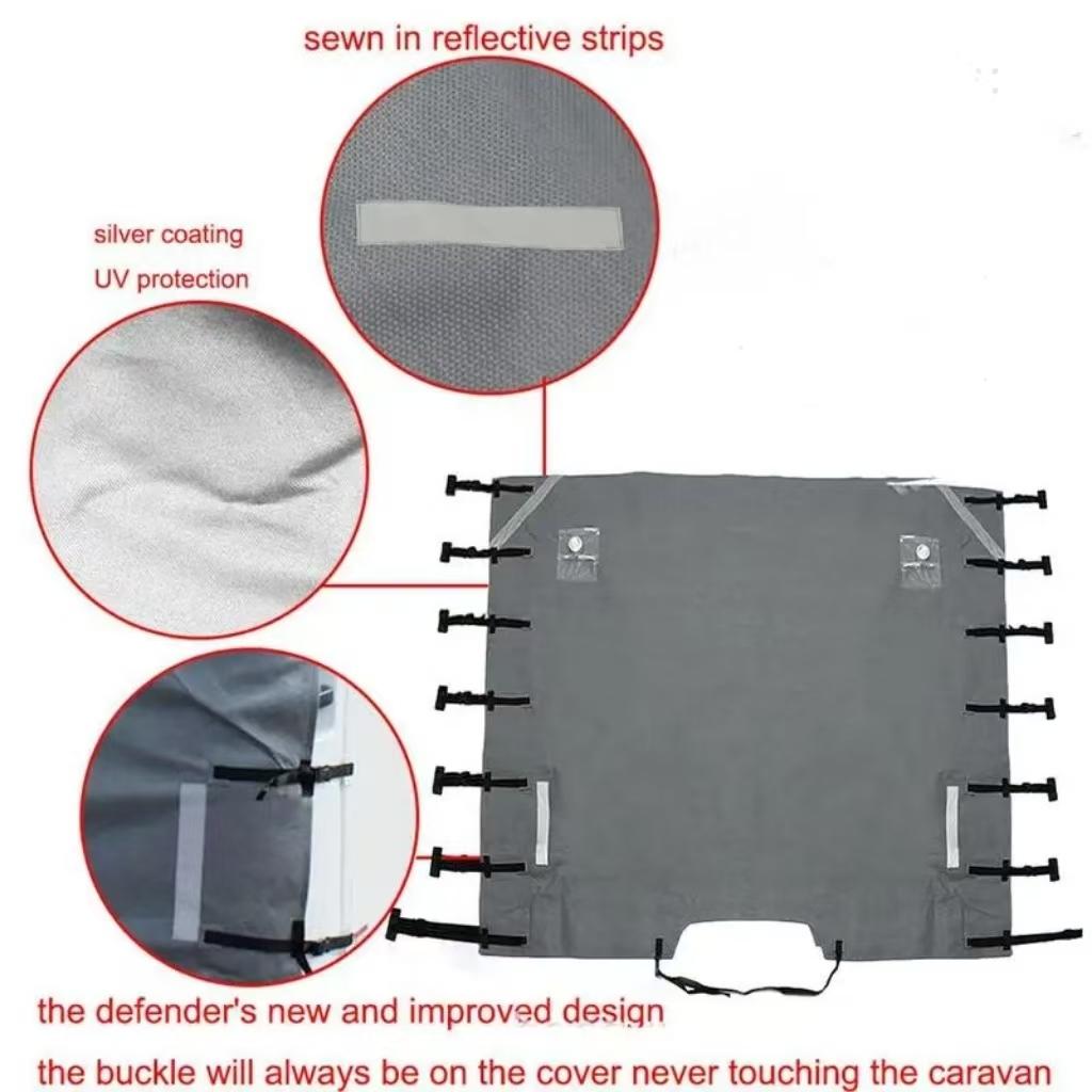 Universal Waterproof Oxford Fabric Front Towing Cover Protector - Durable Dustproof with Reflective Strips for RV/Camper/Caravan