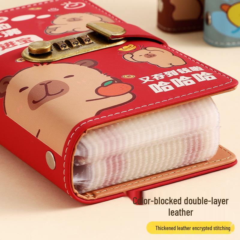 Kapybara 2025 Zámek na heslo Peněžní desky A6 Album pro finanční řízení