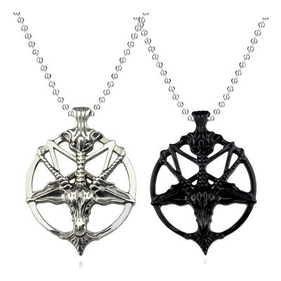 Vintage Pan Tanrı Kafatası Kolye Erkek Moda Pentagram Keçi Başı Kolye Zinciri Unisex Şans Alaşım Gotik Kolye Takı