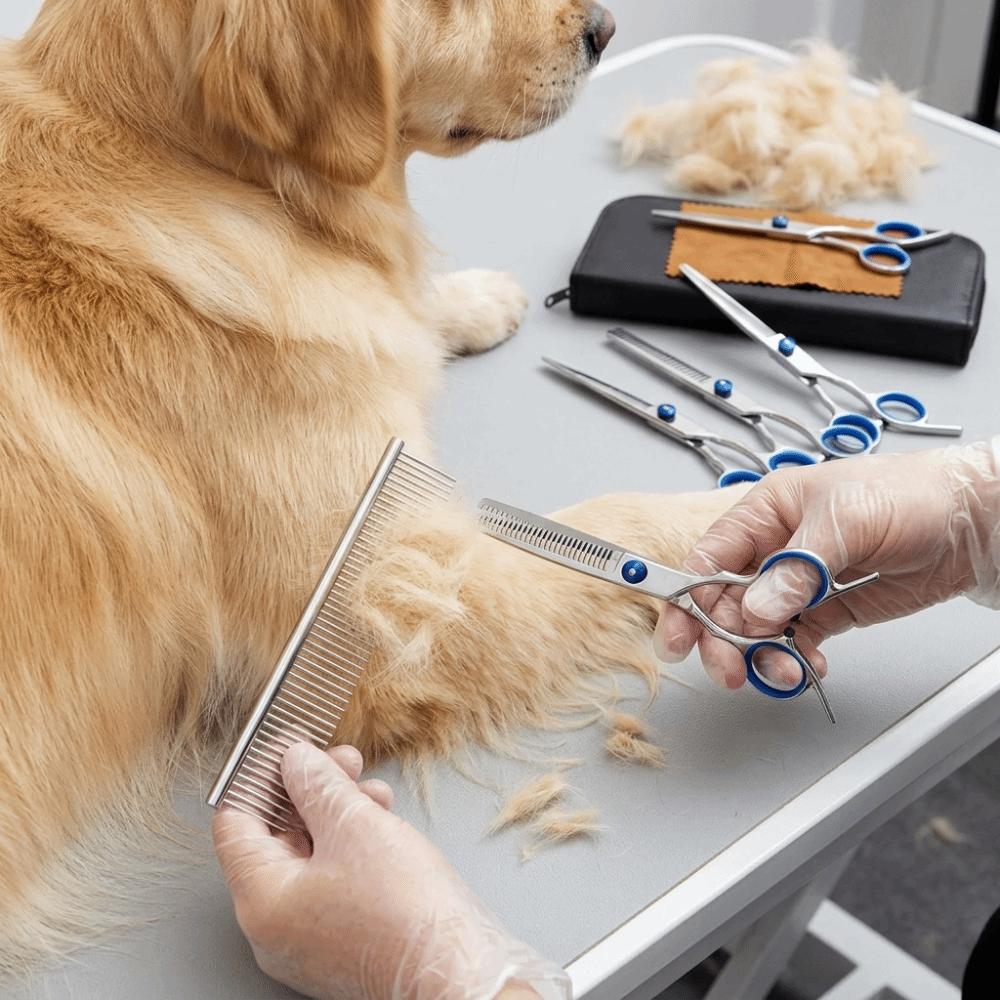 High-Grade Alloy Edge Pet Grooming Trimming Kit Curved Cut Edges Ergonomic Handle Dog Hair Trimming Tools Precision Tooth Notch