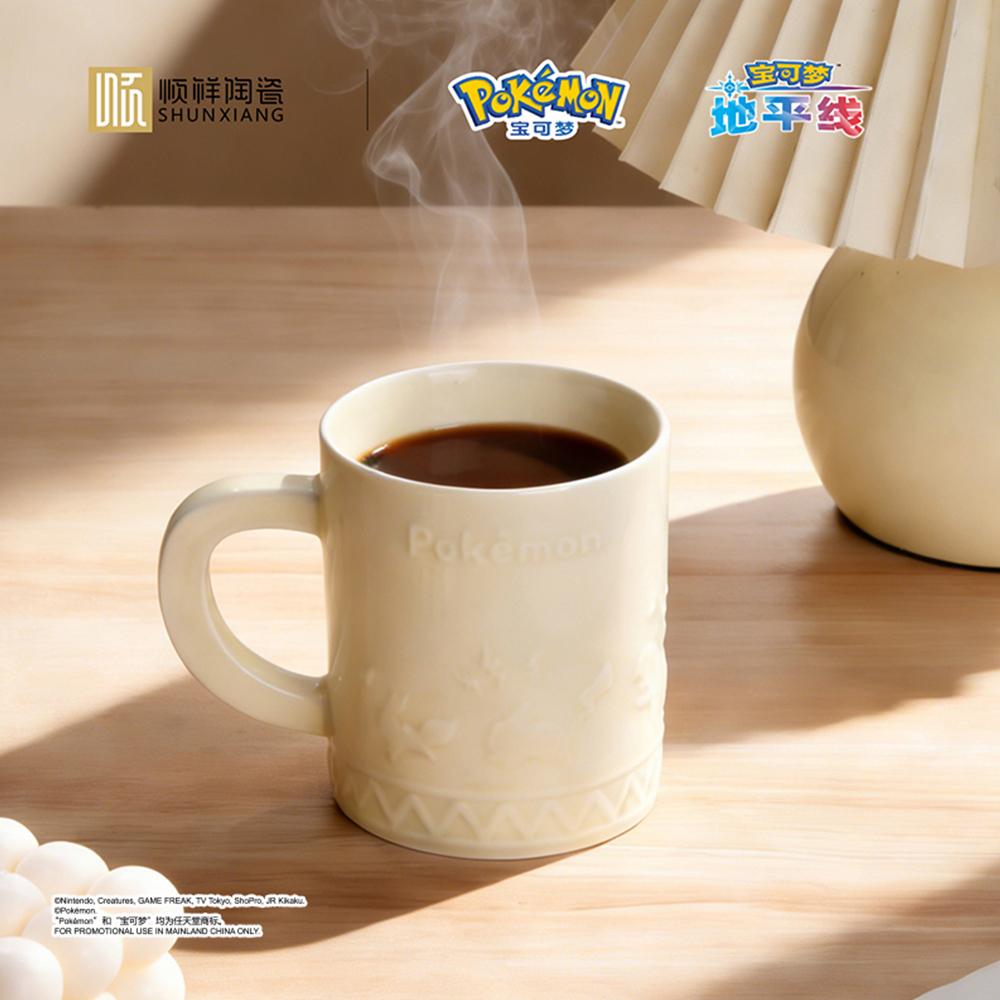 SHUNXIANG Pokemon Licensed Cartoon Relief Ceramic Mugs Coffee Milk Tea Cups Breakfast Cup Children Drinkware Gifts