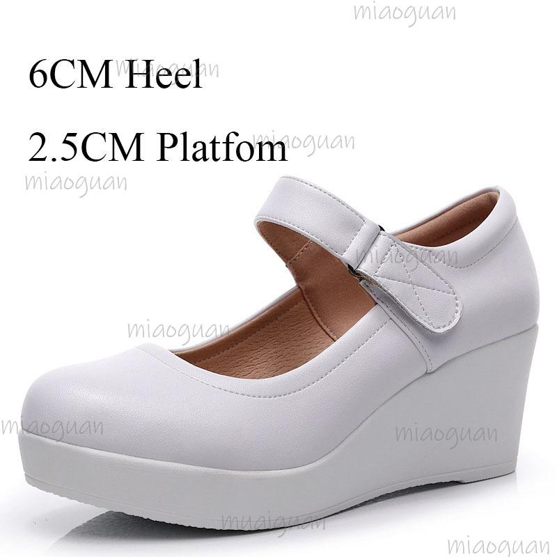 White Wedges Platform Mary Jane Shoes Women's Round Toe Casual Shoes Comfortable Black High Heel Pumps Spring Autumn Sandals