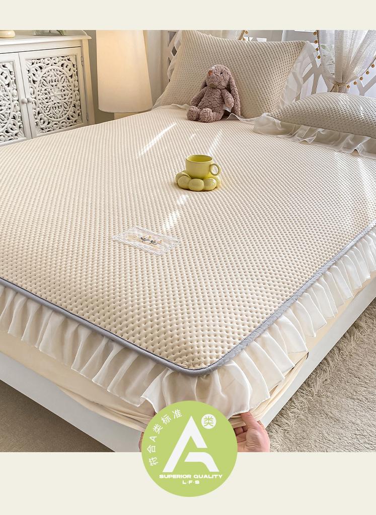 Waffle Lace Bed Sheet, Bean Cool Mat, Three Piece Set, Summer Cool Feeling, Ice Silk Mat, Mattress Protective Cover