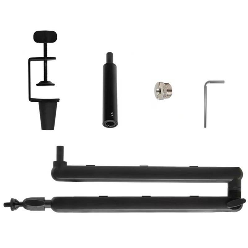 Foldable Portable Aluminum Mic Boom Stand Shake Proof Design Compatible for Smartphones Tablets Podcast Studio Use