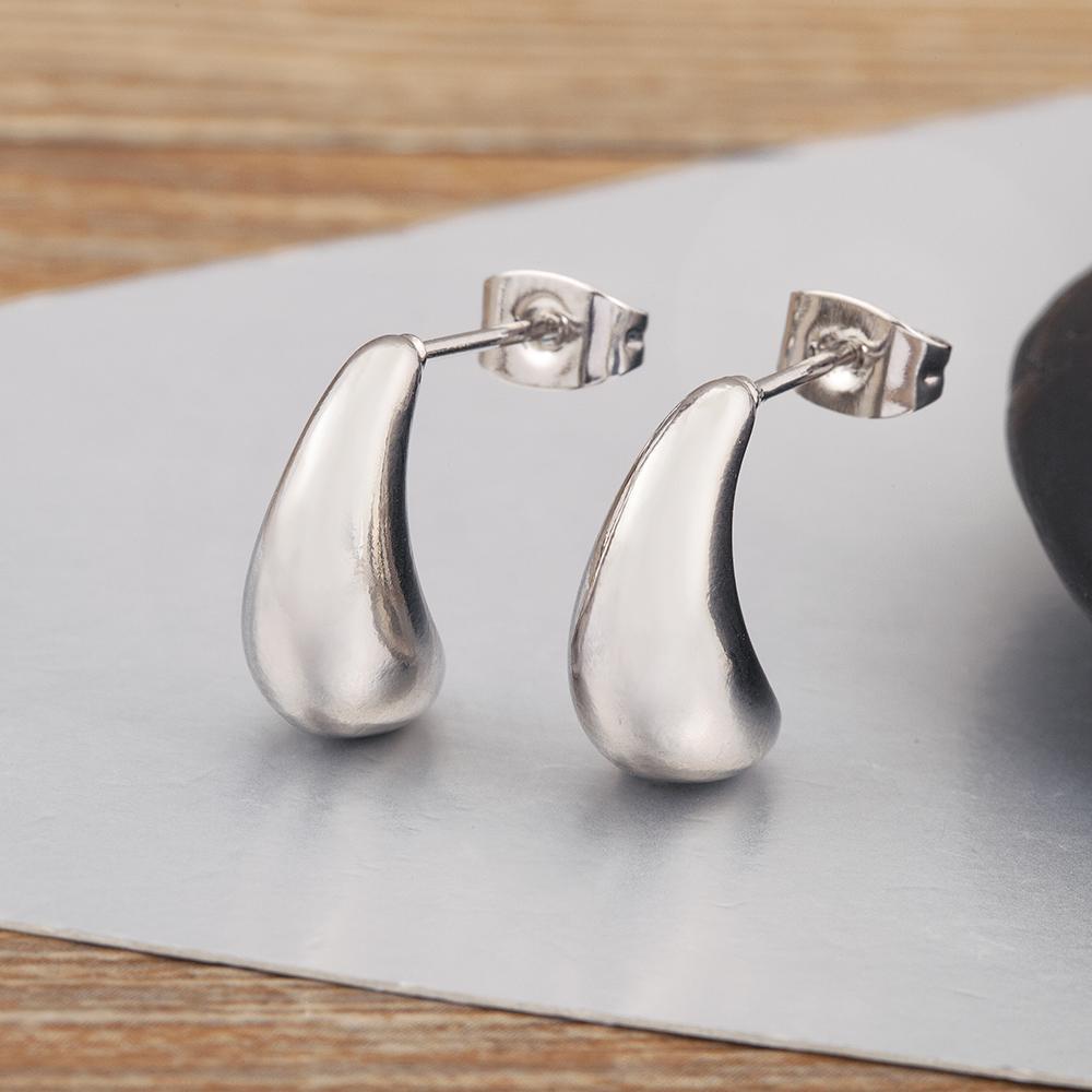 

Nidin New Retro Punk Style Waterdrop Shape Hollow Design Stud Earrings For Women Irregular Geometric Ear Jewelry Birthday Gifts срібний