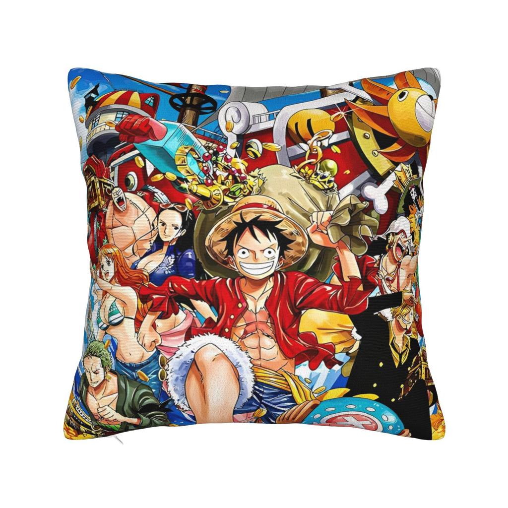 Luffy Anime  Skull Square Pillow Case  Cushion Cover Funny Zipper Decorative Pillowcover for Sofa Cm