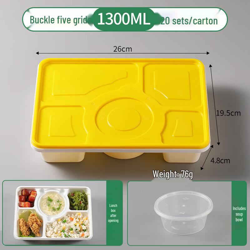 Shixun 5-Compartment Disposable Lunch Box Set