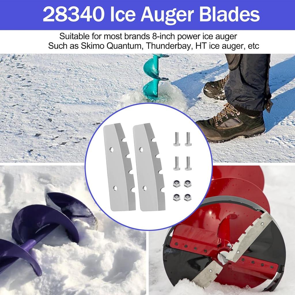 Ice Auger Blades 28340 for Eskimo Quantum 8 Inch Hand Ice Augers Blades (with Bolts Nuts
