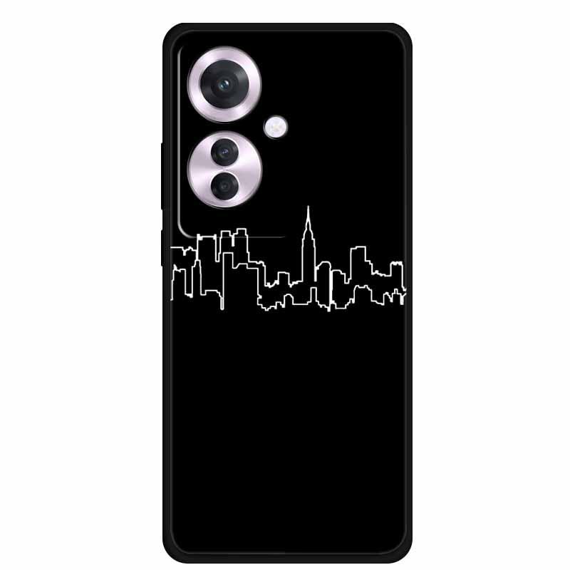 Reno 11F F25 Pro 5G Schwarze TPU Weiche Handyhülle, Einfaches Linien-Design