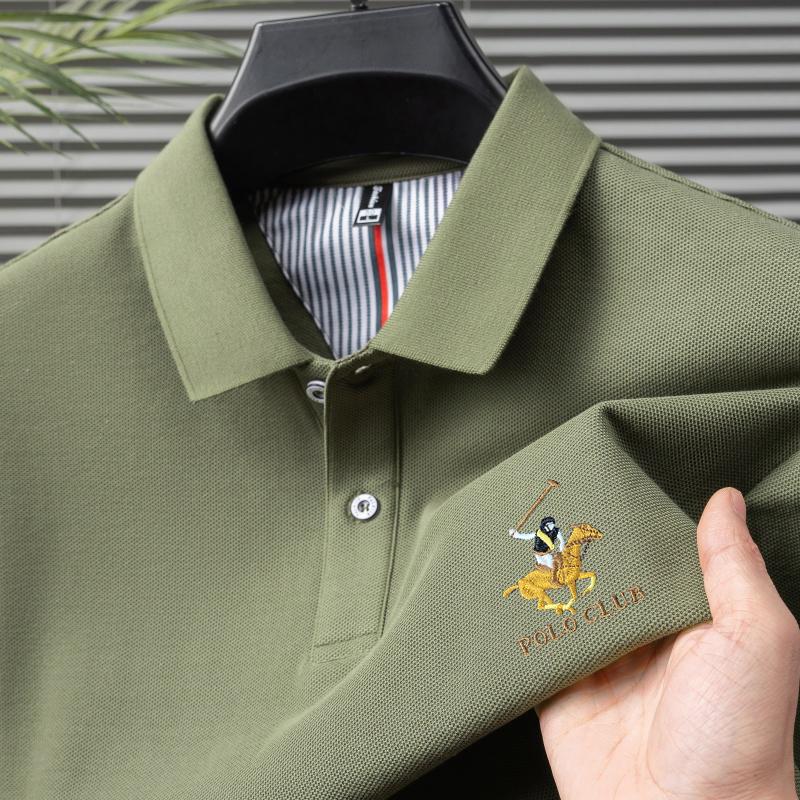 POLO CLUB 2025 Summer Men's New Pony Embroidery Solid Color Pure Cotton Loose Business Casual Polo Shirt