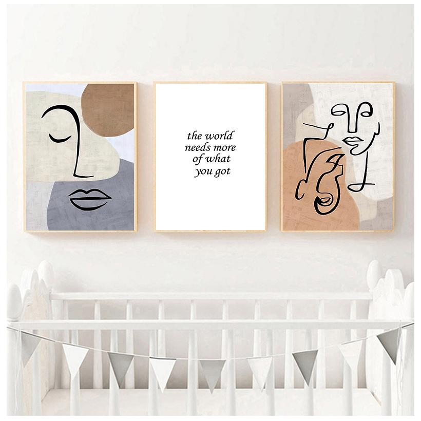 Abstract Color Block Woman Beige Stained Wall Art Canvas Painting Nordic Posters And Prints Wall Pictures For Living Room Decor No Frame