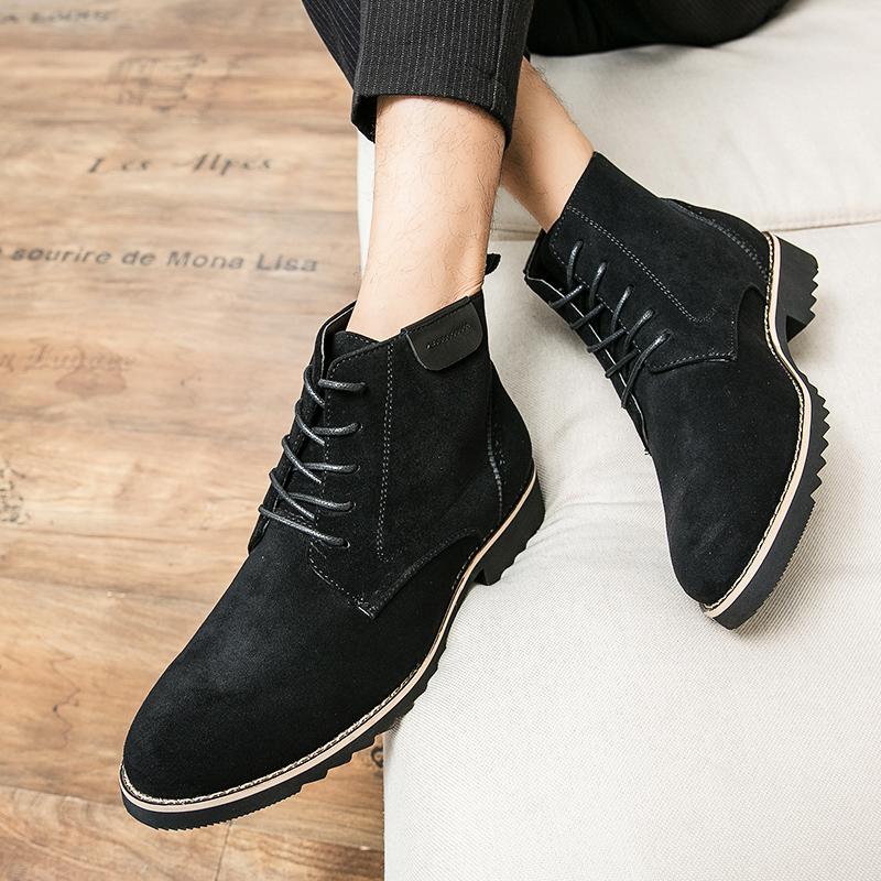 Luxuriöser Cord Herren Wintermode High Top Designer Kleider Stiefeletten für Herren Lässige Business Formelle Schuhe Schuhwerk