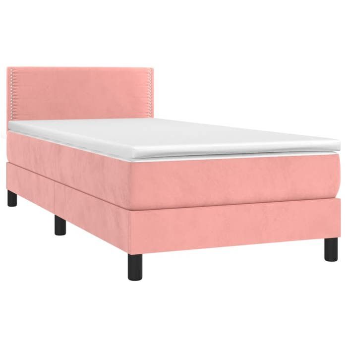 Maison Exclusive - Sommier à lattes de lit avec matelas LED Rose 100x200cm Velours