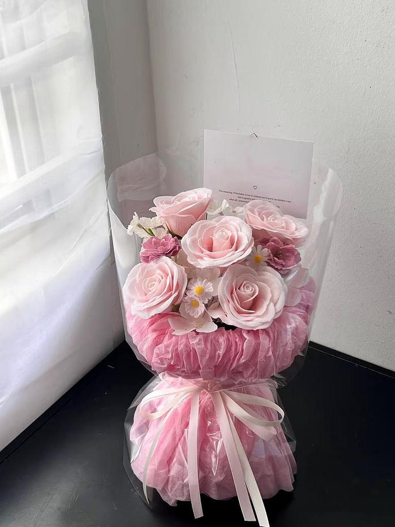 Dopamine Eternal Rose Soap Bouquet - Perfect Gift for Girlfriend or Bestie on Birthday, Valentine's Day, Qixi