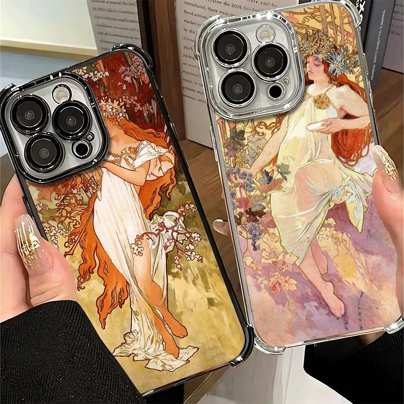 Vintage Alfons Mucha Primavera Soft Phone Case For Xiaomi Poco X7 X8 Pro Max X6 X5 X3 F8 Ultra F7 M8 M7 M5S Redmi 15C 15A 15 14C