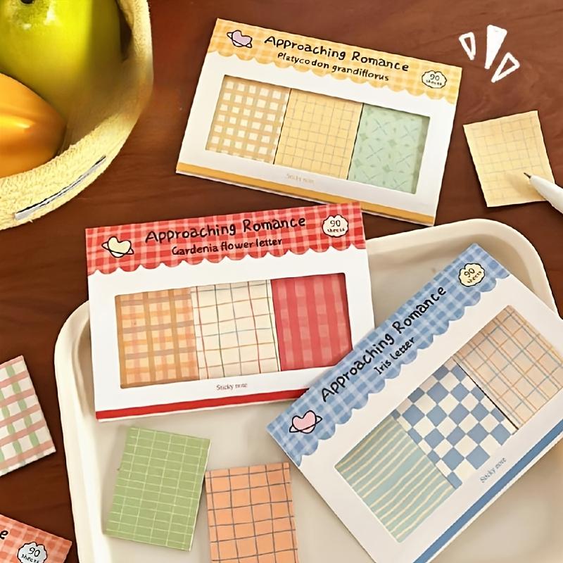 Vintage Plaid Sticky Notes Combo, Multiple Colors & Styles, Ideal for Journal Decor, Study Records & Student Message Taking