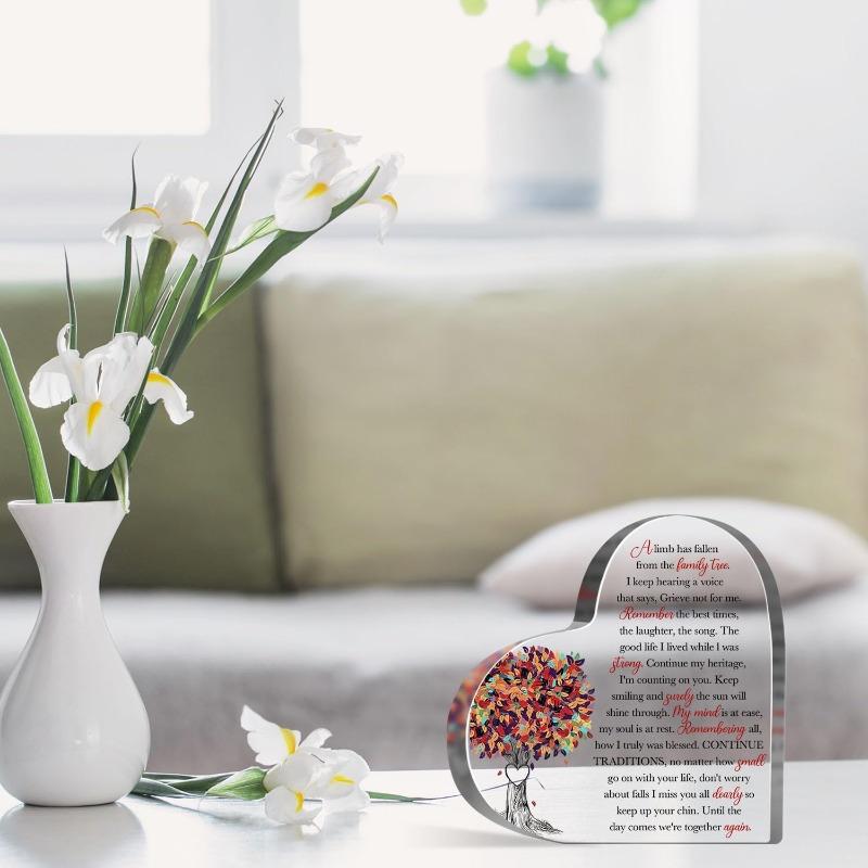 Memorial Heart-Shaped Plaque: Condolence Gift for Loss of Loved One, Sympathy Decor with Warm Words, Home Tabletop Decorations, Nurseries, Home Desk