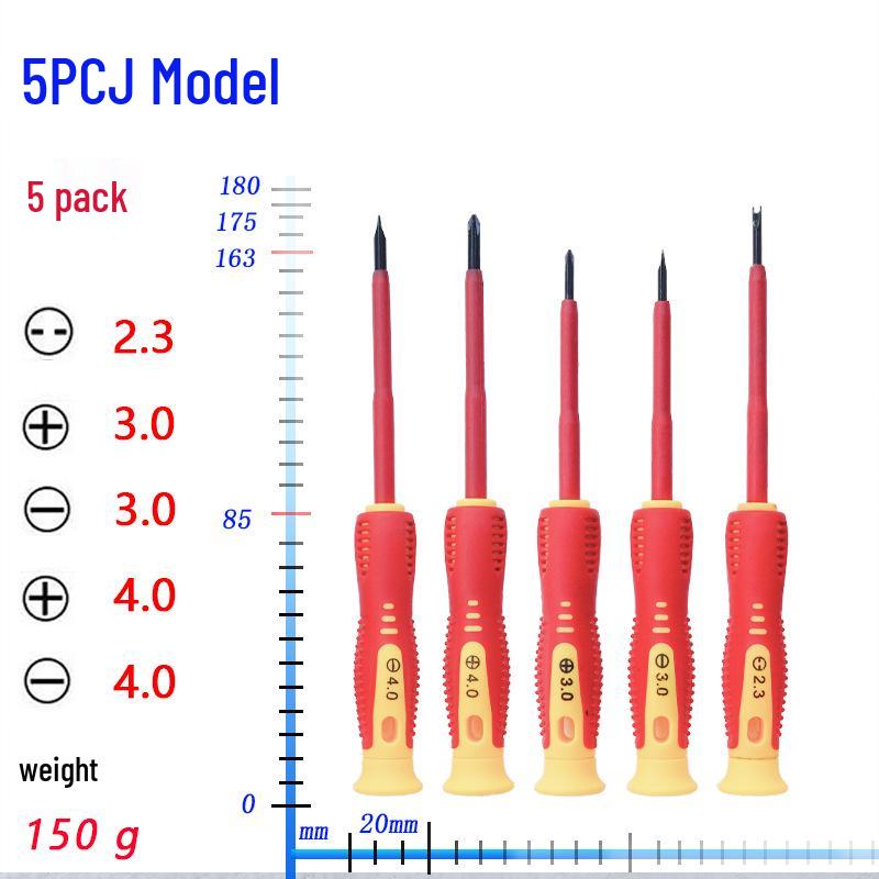 5-Piece Insulated Electrician's Screwdriver Set - Magnetic, Torx, Phillips, and Slotted