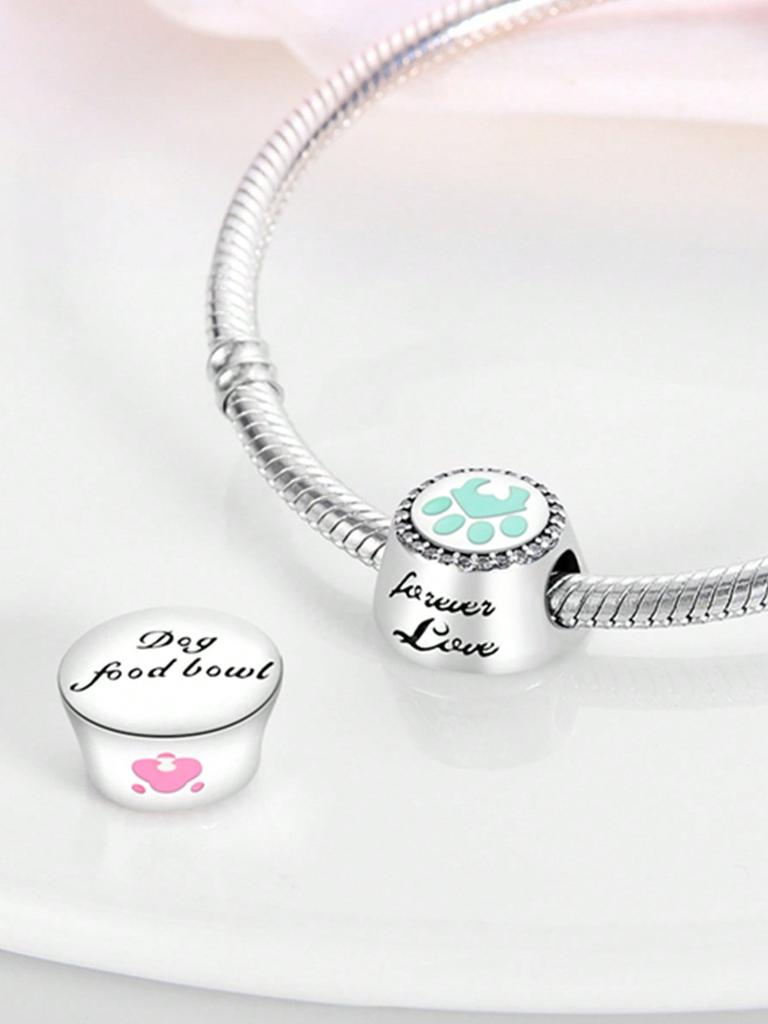 Charms Plata Copper Colors Cute Cat Paw Pet Beads Charm Pendant For Original Bracelet For Women Diy Jewelry Love Gift