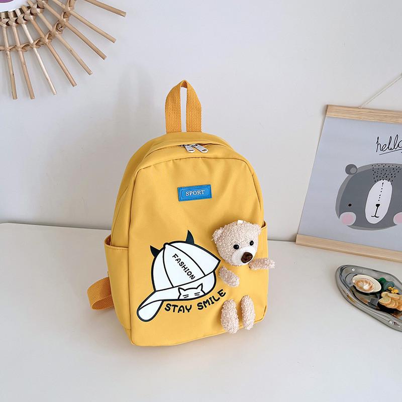 Милый и красочный детский мультяшный холщовый рюкзак с медведем, идеально подходящий для игр. жёлтый