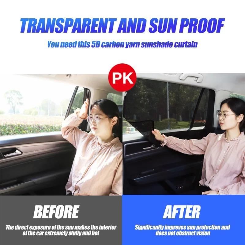 Car Sunshade Curtain Auto Window 5D Carbon Yarn Magnetic Suction Thermal Insulation Sunshade Cloth Unidirectional Perspective