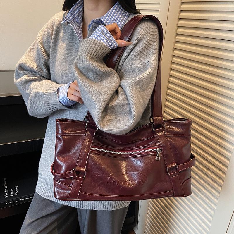 Retro Portable Tote Bag Women's Locomotive Spice Girls Underarm Bag 2025 Autumn and Winter New Soft Surface Commuter Shoulder Bag