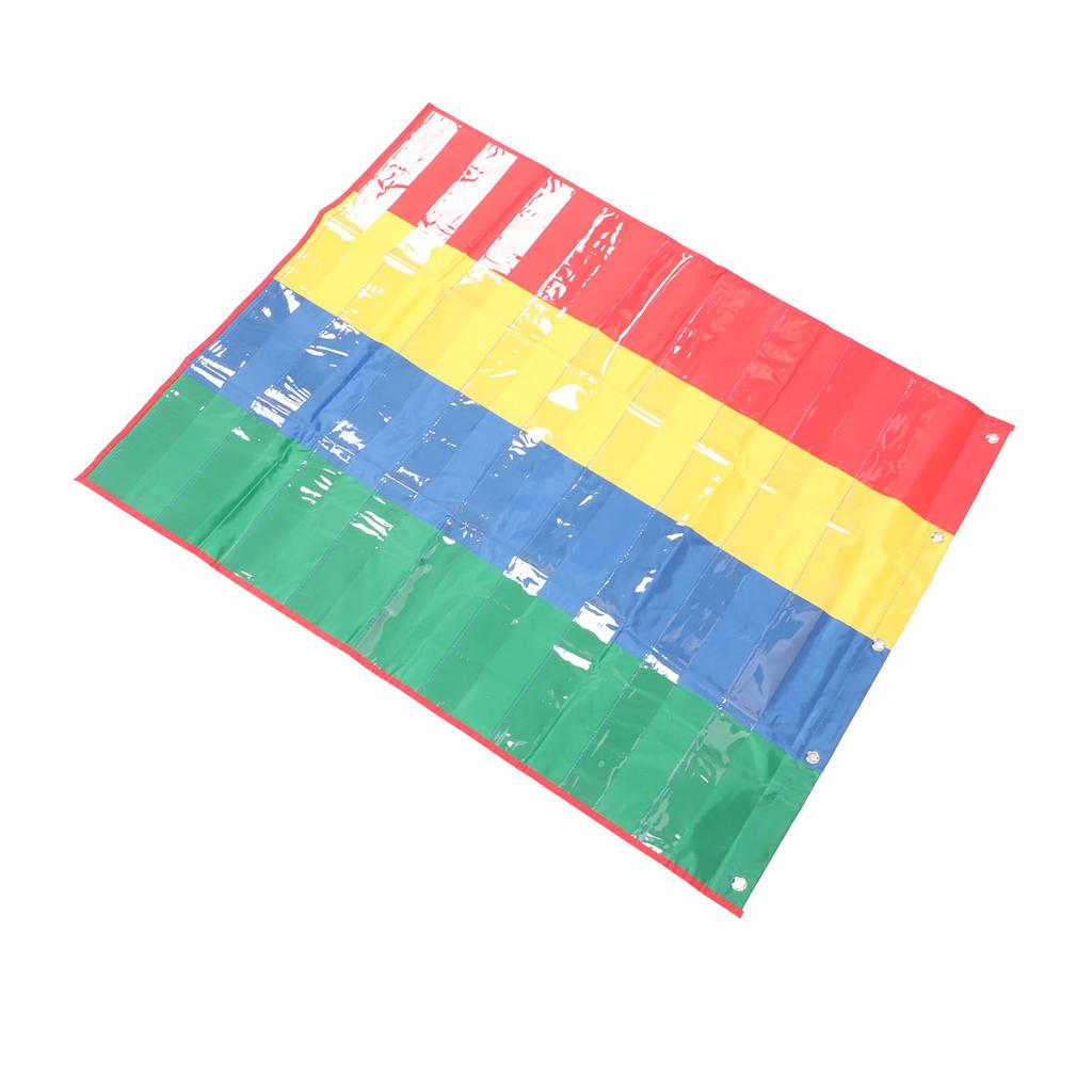 4 Column Hanging Pocket Chart for Classroom Heavy Duty Clear Metal Hook Double Sided Learning