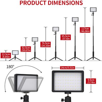 Kit de luzes de vídeo LED USB de mesa de 2 pacotes com 2 * luz de preenchimento regulável 5600K + 2 * tripé extensível