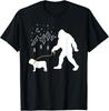 Bigfoot Walking a English Bulldog Dog Funny Gift Unisex T-Shirt