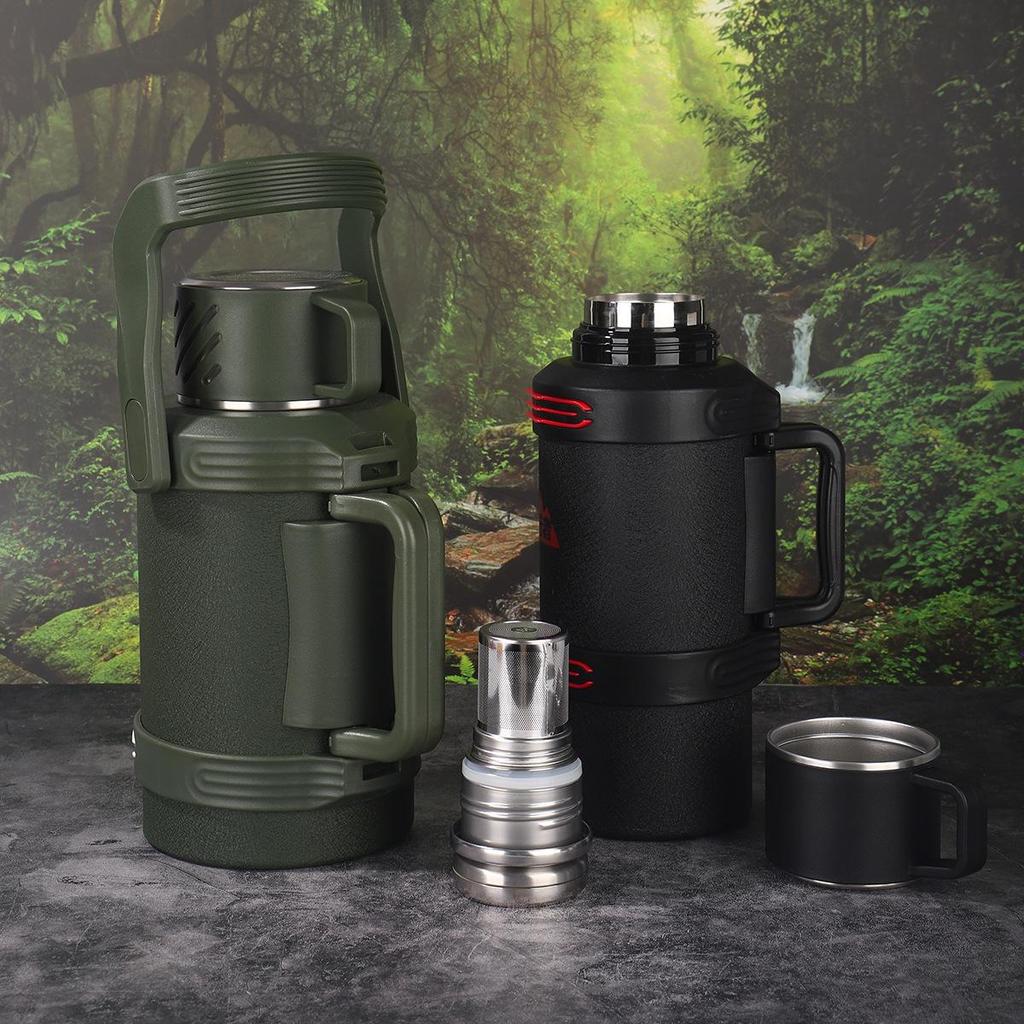 316 Stainless Steel XL Thermos Flask with Mechanical Lid and Large Handle for Outdoor Travel