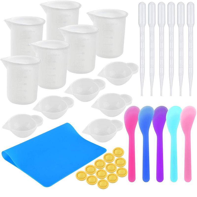 Epoxy Resin Mixing Tool Set: Silicone Pad, Measuring Cup, Stirring Stick